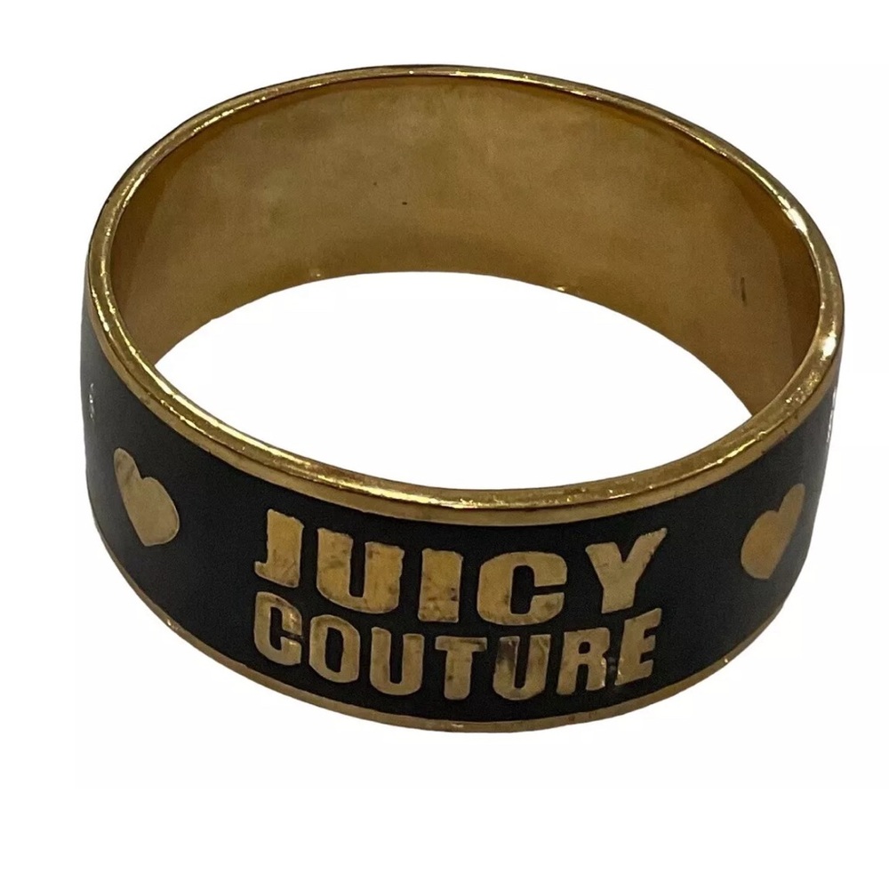 Vintage Juicy Couture Her Majesty Wide Black & Gold Bangle  Heart and Crown❤️